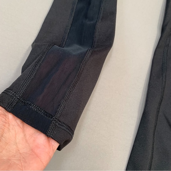 GLYDER black mesh stripe crops cropped yoga workout leggings, M. - Picture 5 of 8